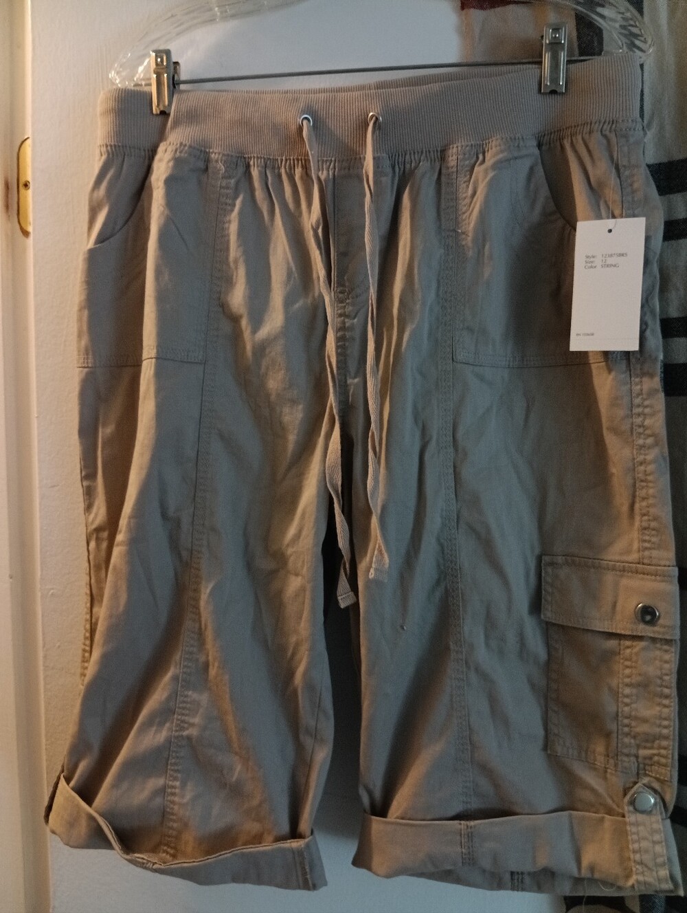 Cargo Drawstring Shorts in Light Taupe